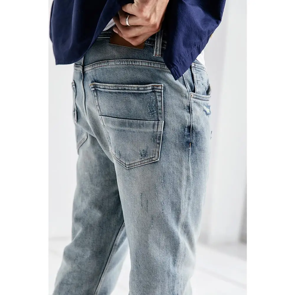 Мужские летние джинсы SIMWOOD, рваные винтажные джинсовые брюки длиной до щиколотки,, брюки из потертого денима в стиле «Хи