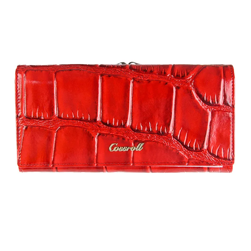 

Women Genuine Leather Wallet Female Multifuction Bifold Long Crocodile Red Wallet Purse Ladies Coin Card Holder Party Hand Bag