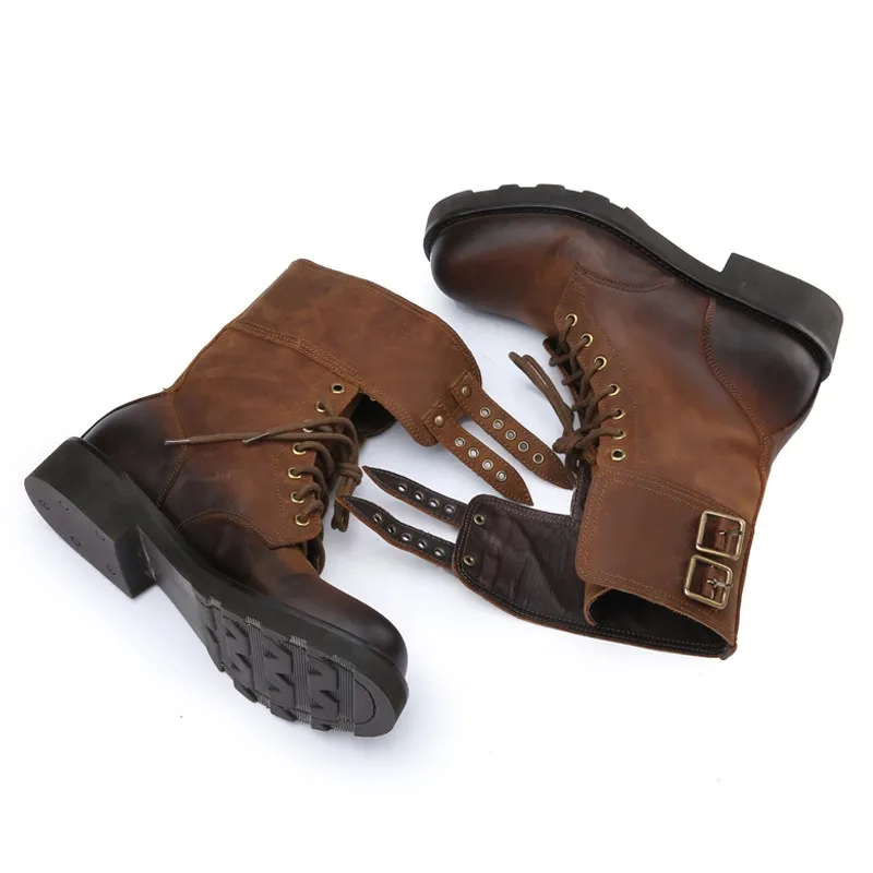 Motociclista Genuíno Botas Até Fivela Ar Redondo De Artesanal Brown Ao Quente Masculino Livre Do Martin Rendas Retro Outono Dedo Pé Inverno Couro Homens Novo w8Uq6TY