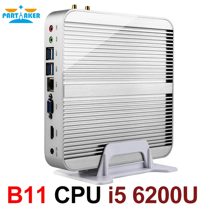 

In Stock! Skylake Fanless Mini PC Win 10 Barebone i7 6500U i5 6200U i3 6100U Intel HD Graphics 520 6Gen 4K HTPC Desktop Computer