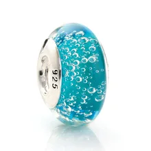 925 Plata Esterlina Granos de Cristal de Murano Europa Adapta Pandora Pulseras de Dijes Collares y Colgantes Joyería de DIY Que Hace 1248023