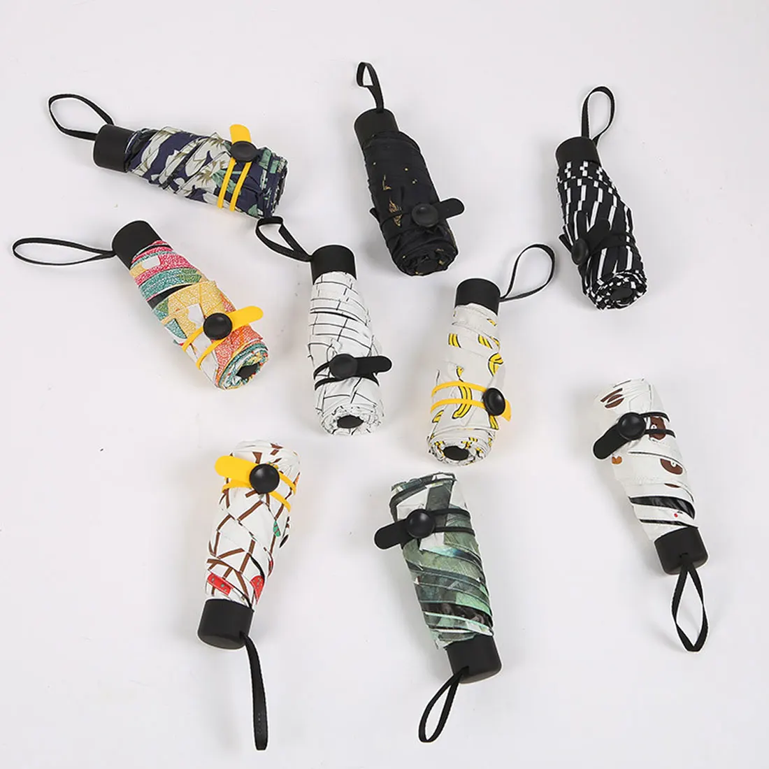 

Portable Umbrella Mini Pocket Cartoon Lattice Umbrellas Prevent UV Rainproof Folding ladies small five fold sun umbrella sale