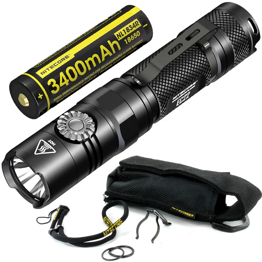 NITECORE EC22 фонарик+ USB зарядка Порты и разъёмы Перезаряжаемые 18650 Батарея Водонепроницаемый уличный походный охотничий фонарь - Испускаемый цвет: 3400mAh NL1834R