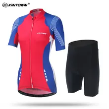 XINTOWN Red With Blue Short Sleeve Cycling Jersey Set MTB Bike Clothing Bicycle Jerseys Clothes Maillot Ropa Ciclismo