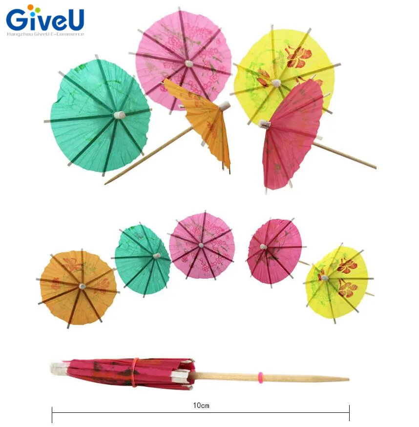 GiveU 144pcs/lot Paper Drink Umbrellas Cocktail Parasol Drink Umbrellas