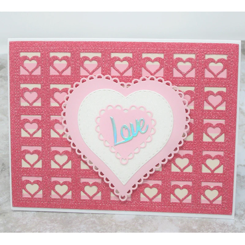 

2019 Metal Cutting die Rectangel Heart Stitched Cutting die for Scrapbook Paper Card Craft making Template Stencil Clear stamp