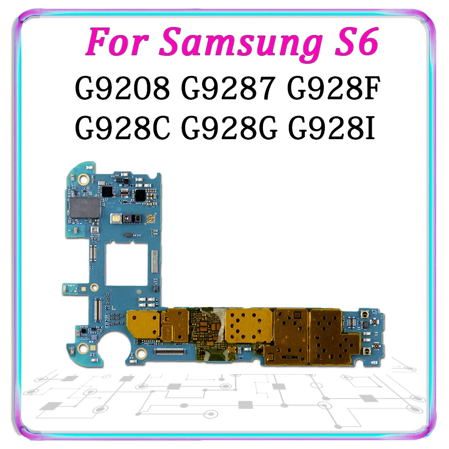 

Original Motherboard For Samsung Galaxy S6 G9208 G9287 G928F G928C G928G G928I Unlock Mainboard Android Logic Board Good Working