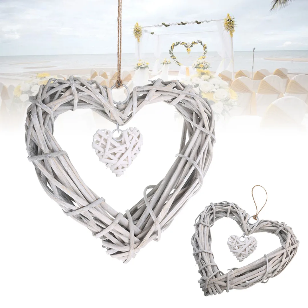 Vintage Heart Shaped Wreath Wall Hanging for Wedding Birthday Home Decor Q 