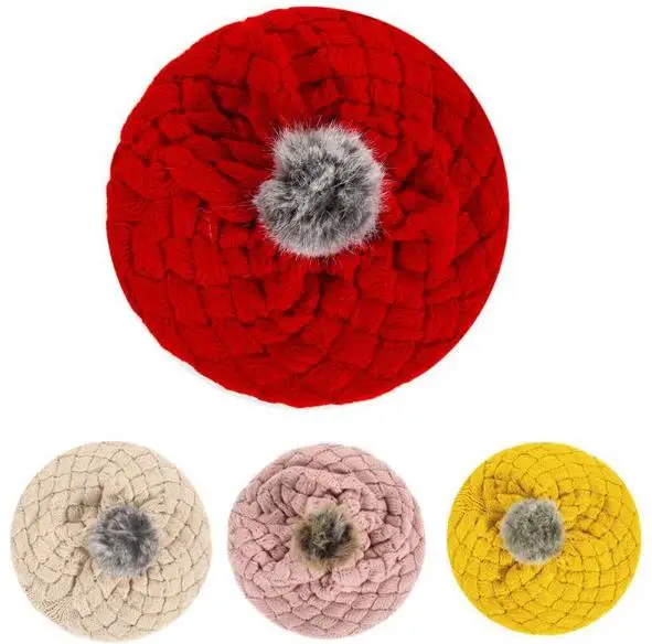 

free shipping Special Baby Boys Girls offer Korean version children's autumn winter Hat cream berets Twisted wool hats