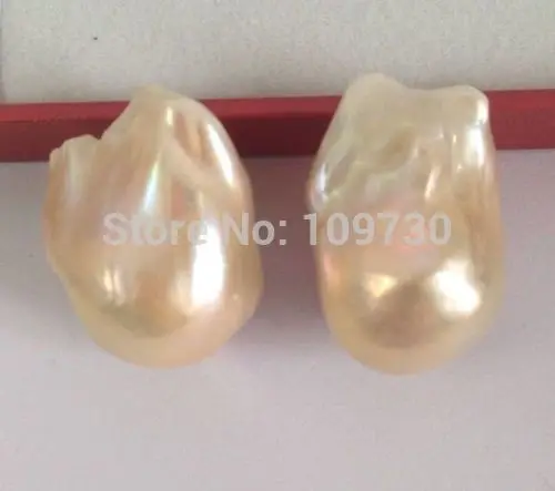 

ry00345 huge a pair of 15x20mm Australian south sea gold pink pearl earrings (A0425)