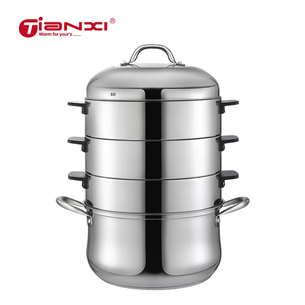 26 CM Steamer Stainless Steel Steamer Three Steam Grid Thick Stainless