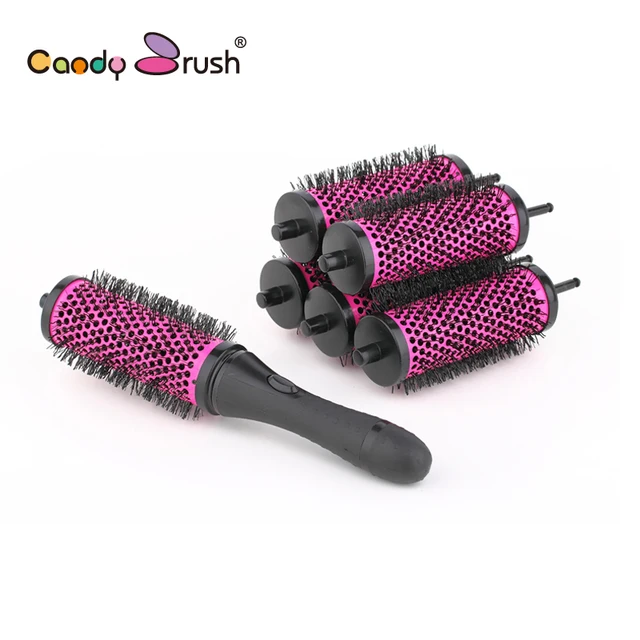 D tach Rollers Round Ceramic Ionic Brushes Set Removable Handle Hair