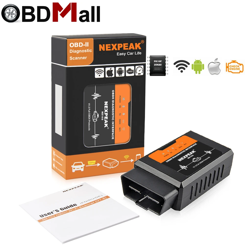 

Elm327 V1.5 WIFI OBD 2 PIC18F25K80 Chip Code Reader ELM 327 OBD II V1.5 Diagnostic Tool Diesel/petrol ON Android/IOS Car Scanner