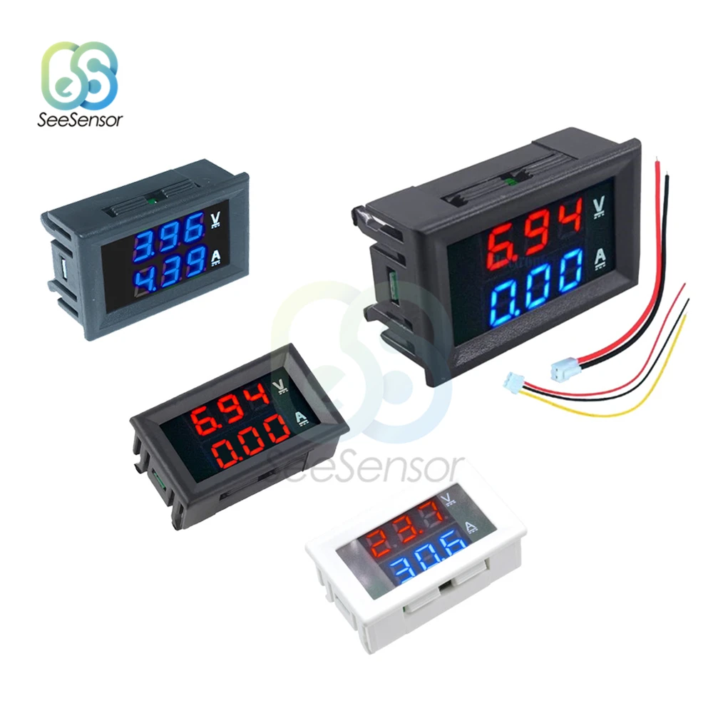 

Mini Digital Voltmeter Ammeter DC 100V 200V 10A Panel Amp Volt Voltage Current Meter Tester 0.28" Blue Red Dual LED Display