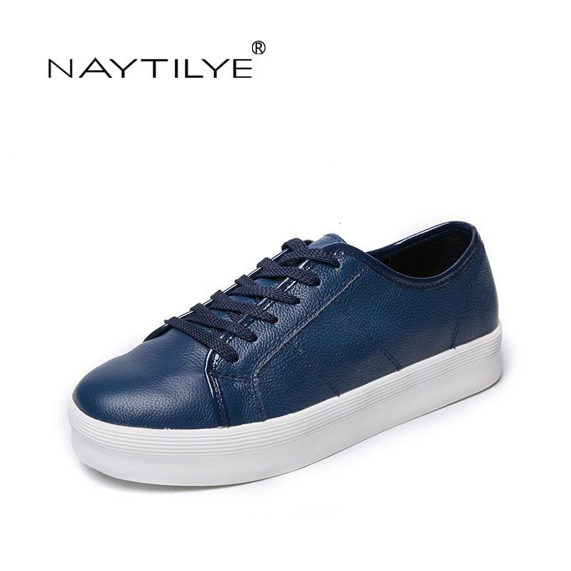 

NAYTILYE 2018 Women's shoes new flat shoes casual shoes Soft and comfortable leather blue black free shipping