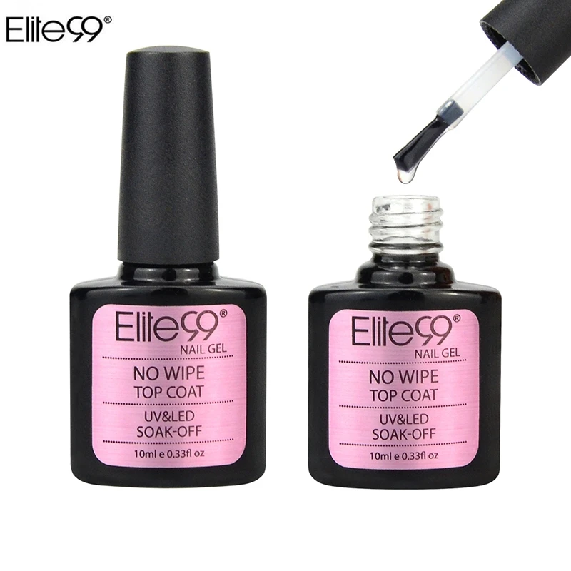 

Elite99 10mlSoak Off No Wipe Top Coat UV Gel Nail Polish Sealer No Cleaning Base Coat LED UV Lamp Shinny Effect Nail Art Lacquer