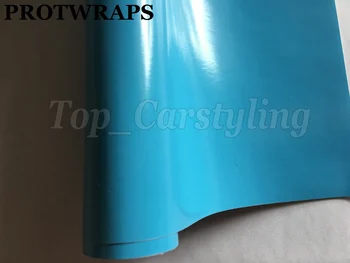

Ceramic Sky Blue Satin Vinyl Wrap Car Wrap coating With air free PROTWRAPS Low tack glue Like 3M Quality 1.52X20M / 5x67ft