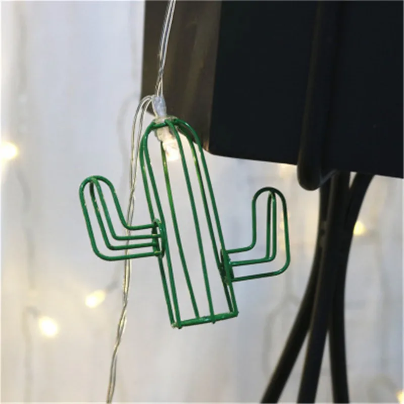 1pc new wrought iron cactus led string waterproof indoor warm white decorative lights party Christmas | Дом и сад
