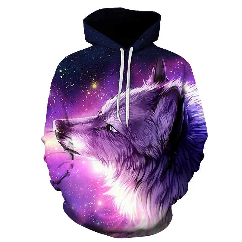  BIAOLUN Fashion Galaxy Space 3D Hoodie bright wolf Print Hoodies Sweatshirts Men Women Unisex Hoode