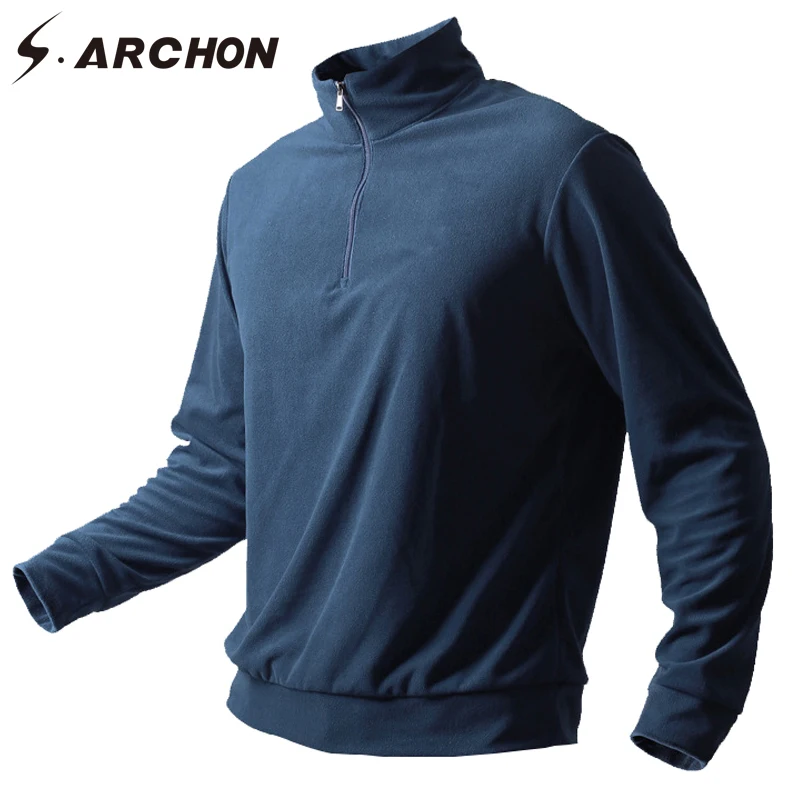 S.ARCHON Winter Jacket Men Solid Thermal Soft Warm Fleece