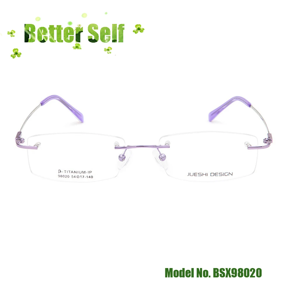 Women's Rimless Glasses Metal Light Optical Frames BSX98020 Can Do Prescription Lens Wholesale Memory Titanium Flexible Eyewear |