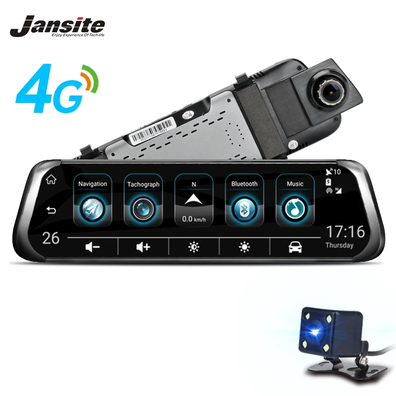 Jansite 4G WIFI умный Автомобильный видеорегистратор 10 &quotсенсорный экран Android Stream