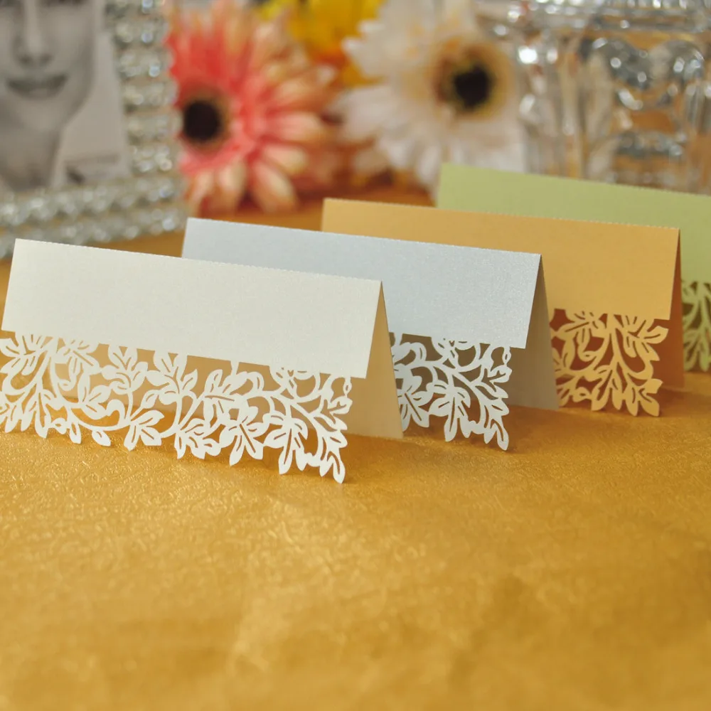 Wholesale 100pcs/lot Ivory Leaf Table Name Place Card
