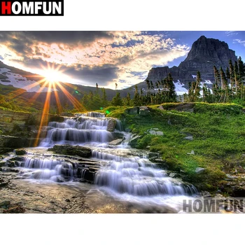 

HOMFUN Full Square/Round Drill 5D DIY Diamond Painting "Water mountain" Embroidery Cross Stitch 5D Home Decor Gift A14067