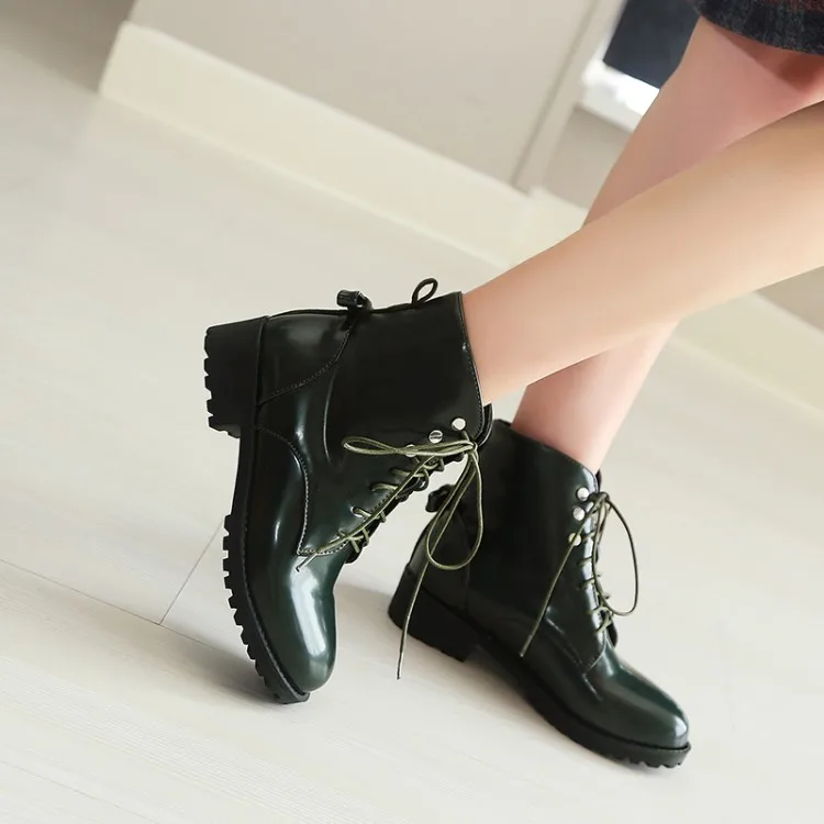 

Big Size 11 12 13 14 15 Martin boots, round heads, low heels, short boots, laced with Martin boots, bare boots