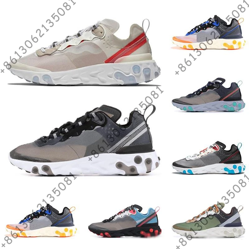 

React Element 87 Undercover running shoes for men women white black NEPTUNE GREEN blue mens trainer breathable sneakers