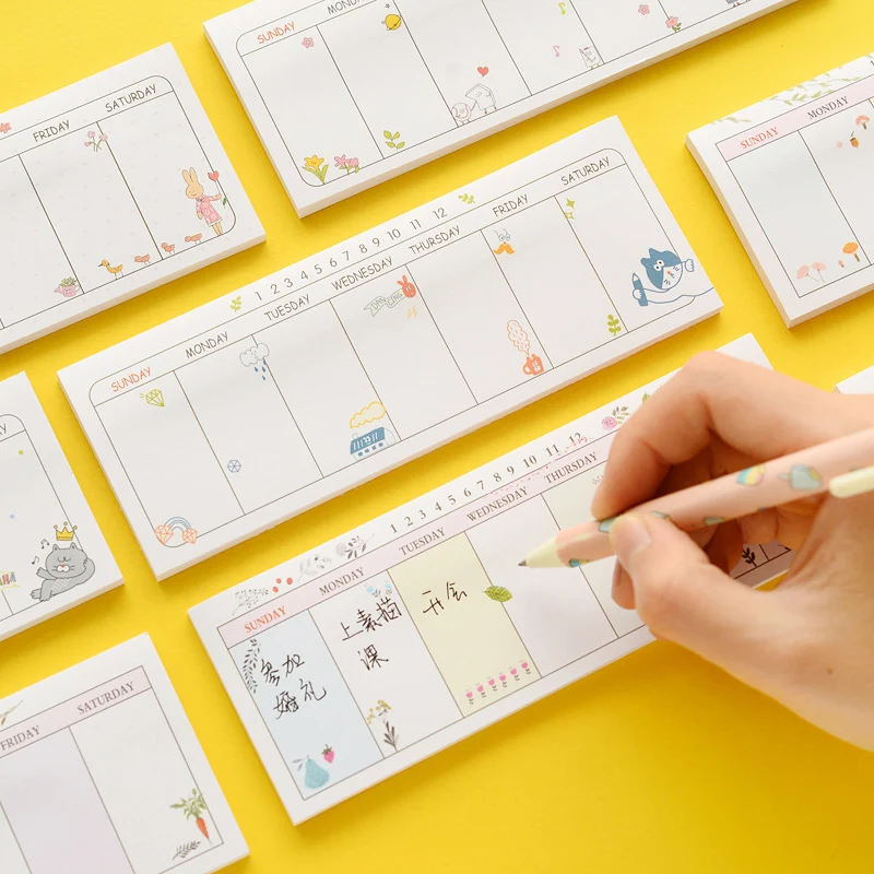 

30sheets/pc Kawaii Week Plan N Times Posted Memo Pad Planner Sticky Notes My Week Schedule Office & School Supplies