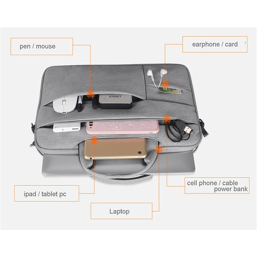 Polyester Waterproof Laptop Shoulder Bag Notebook Case for apple Macbook Air Pro 13 Asus Dell HP Acer Lenovo Surface Pro 4 5 6