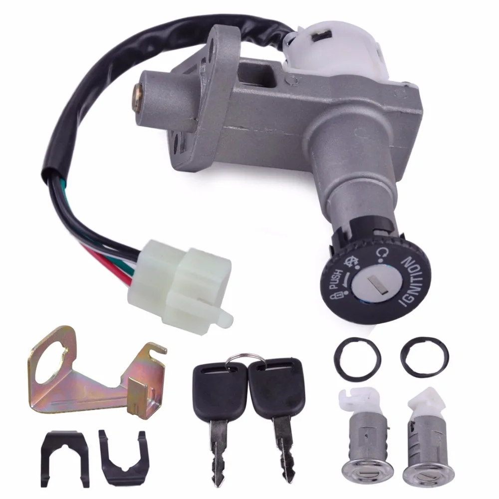 

DWCX 4PIN Key Ignition Switch Lock Toolbox Cushion Lock Set for 50cc 125cc 150cc 250cc GY6 ATV Moped Scooter Chinese Part 4 Wire