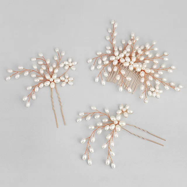 Dower Me Rose Gold Bridal Pearls Hair Comb Jewelry Fashion Wedding Dower Me Rose Gold Bridal Pearls Hair Comb Jewelry Fashion Wedding Pins Accessories Women Headpiece