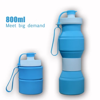 

High Quality Brand Silicone Folding Water Bottle Portable Travel Collapsible Outdoor Hiking Sport Equipment 800ML