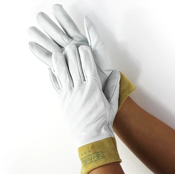 Cheap Deluxe Arc Welder Safety 6 Pairs Excellent Comfoflex Goatskin TIG MIG Grain Goat Leather Welding Work Gloves