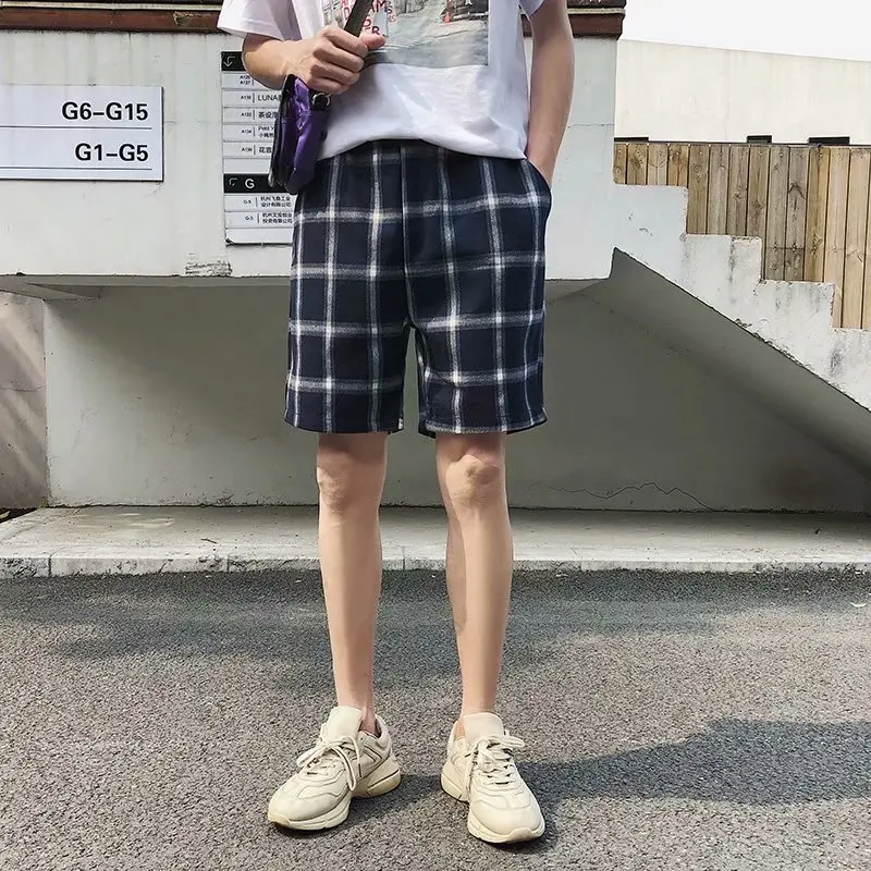 

Loose Men's Shorts Summer Plaid Short Fashion New Male Soft Cool Outdoor Streetwear