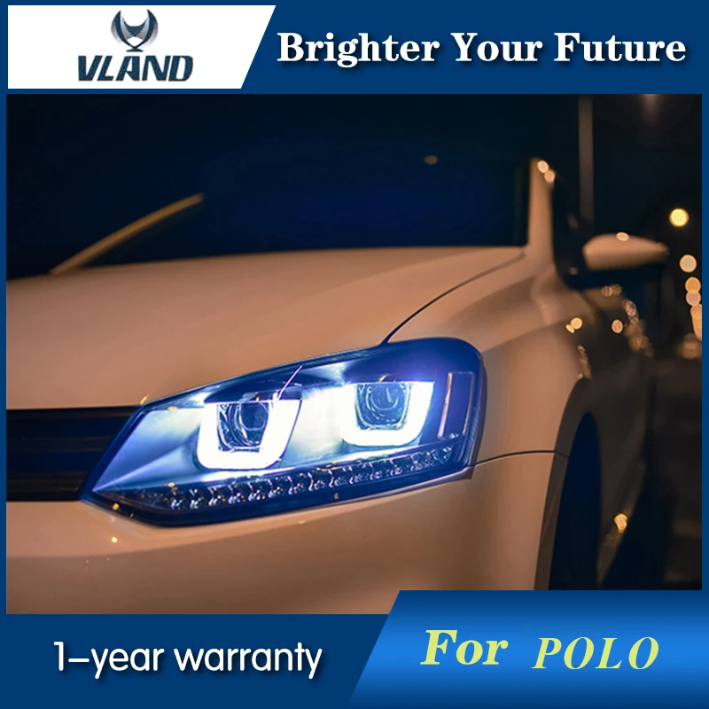 

Car Head Lamp For VW Volkswagen Polo Headlights 2009-2015 GTI LED Headlight DRL