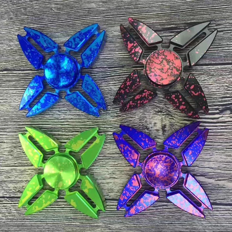 

Fashion Four Angle Fidget Spinner Blue Black Toy EDC Hand Spinner Reliever And EDC Toys For Children Adults