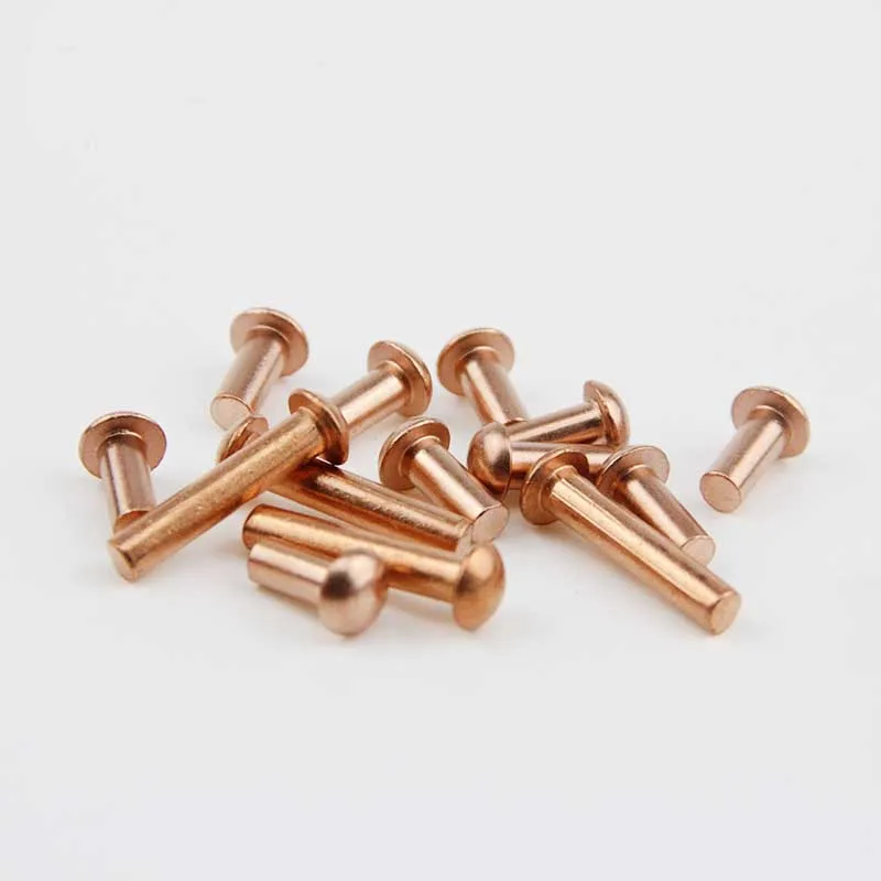 100PCS M2.5 Round head Copper solid rivet round cap nail Semi round