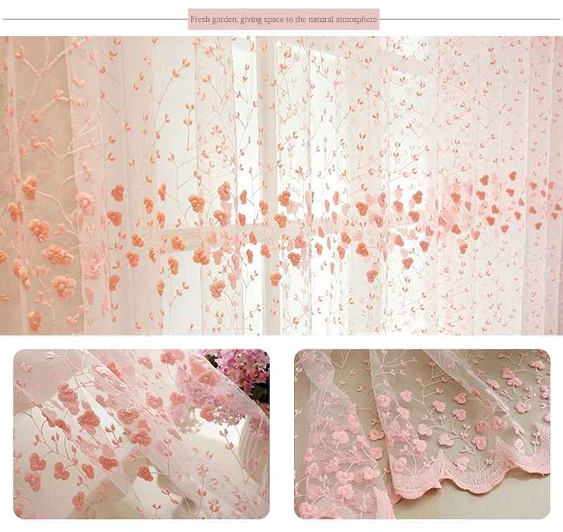 Korean Embroidery Luxury Flowers Lace Bedroom Tulle Drapes Window Treatments Screening Sheer Voile Curtains For Living Room #4