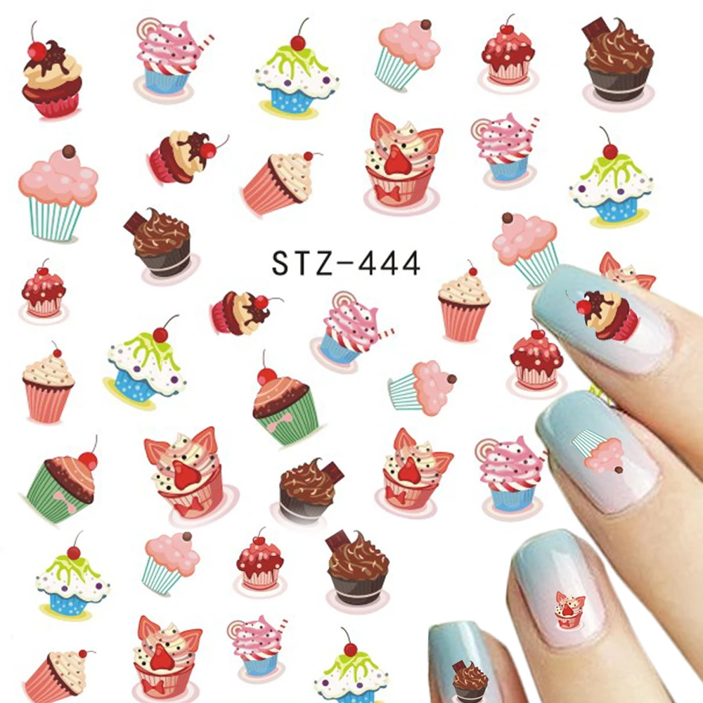 

1 Sheet DIY Nail Decals Cute cake Designs Nails Art Water Transfer Printing Stickers For Child Manicure