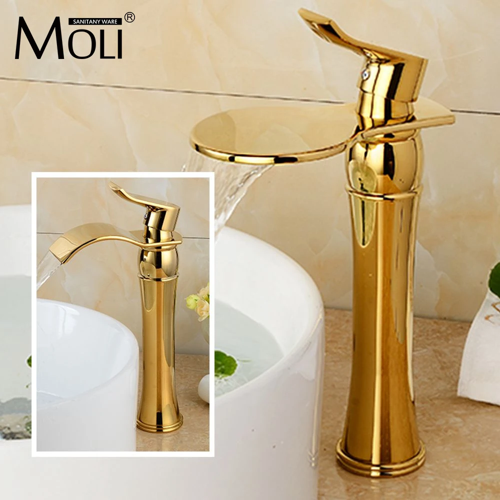 

Luxury gold faucets single handle basin sink mixer bathroom tall faucet torneiras para pia de banheiro