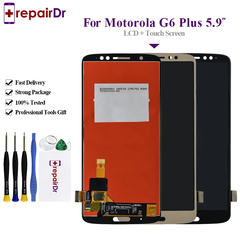 

100% Tested For Motorola G6 Plus LCD Display Touch Screen Digitizer Assembly + Free Tools New For Moto G6 Plus XT1926 Lcd Screen