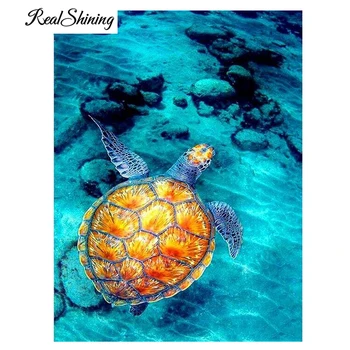 

REALSHINING 5d diamant painting diy mazayka full square Diamonds Embroidery Lonley Turtles Diamond Mosaic Stickers,Decor FS2186