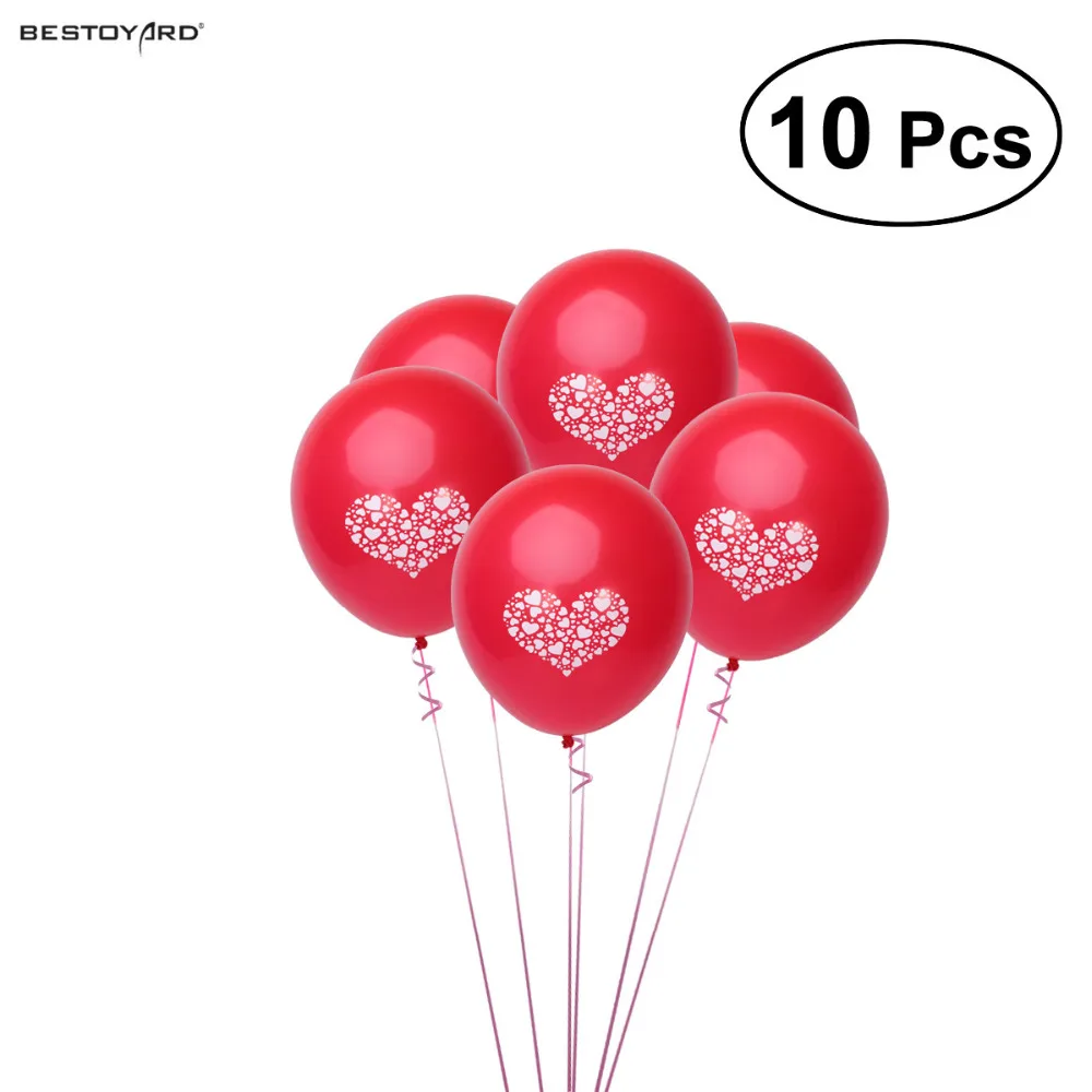 10pcs Round Latex Balloons Love Heart Printed Balloon Latex Balloon For