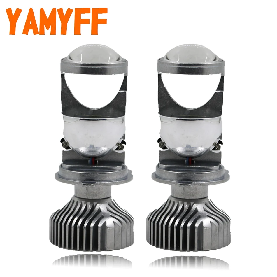 

YAMYFF H4 LED Mini Projector Headlight Lens Bi-LED 12V 5500K Car Headlamp Retrofit High Low Lights LED Bulbs Auto Conversion Kit