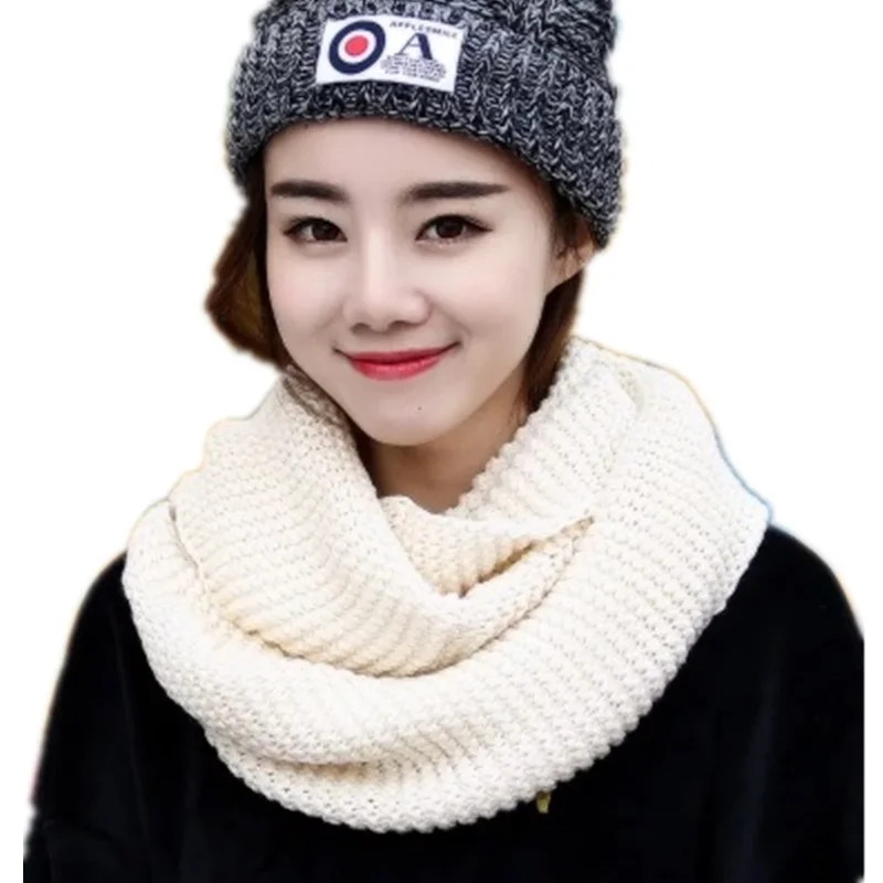

2020 Japan Lovely Fashion Women's Winter Scarf Luxury Brand Knitted LIC Female Stole Warm Scarf Collar Girls Ring Scarves Women