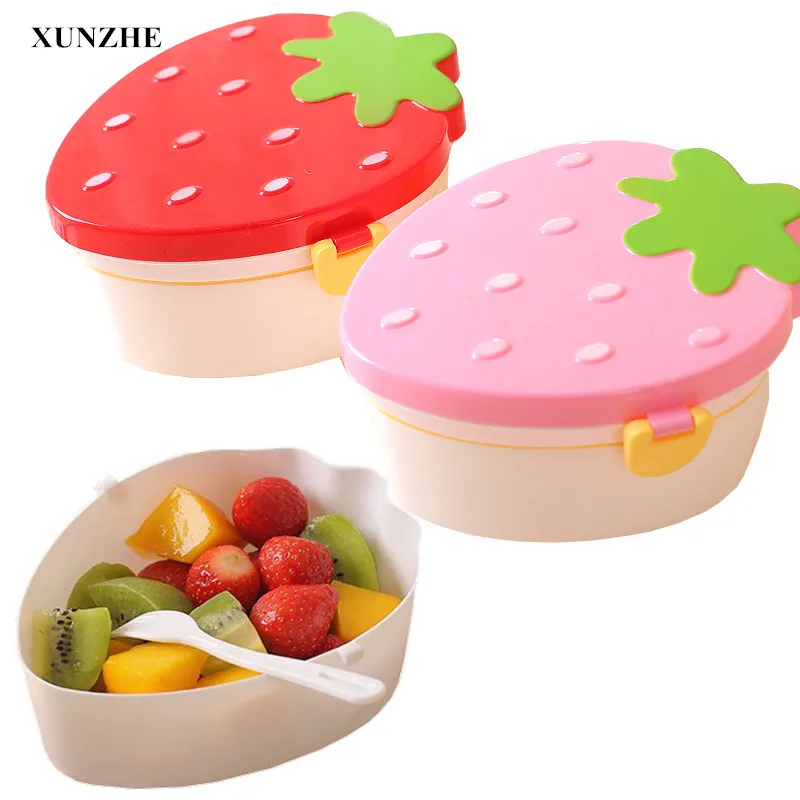 XUNZHE Children like Strawberry Shape Lunch Boxs Food Fruit Storage