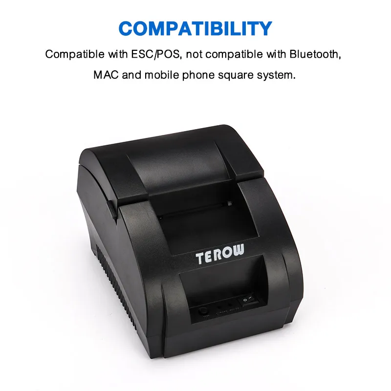 TEROW 5890K Термальный чековый принтер POS принтер USB рулон бумаги порт 58 мм тепловой низкий уровень шума для ресторана и супермаркета
